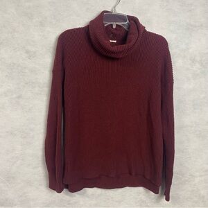 Madewell Turtleneck Sweater Maroon  Medium Ribbed Cotton Blend Women’s
